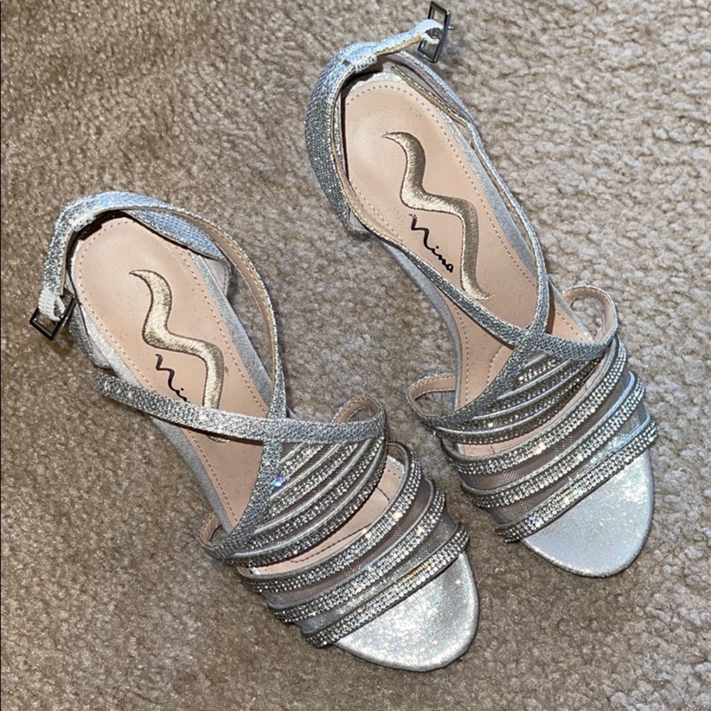 silver party heels
